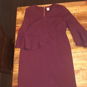 Chico’s burgandy dress with flare sleeves
